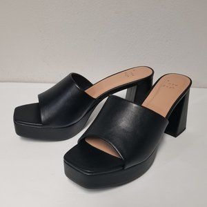 Womens Kathy Platform Mule Heels Open Toe Sandals Black NEW W/O BOX Size 8.5